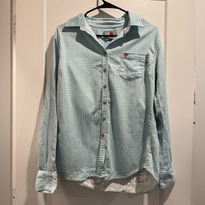 ARIAT WORK FR LONG SLEEVE WOMENS Plaid SHIRT BLUE/GREEN PRINT Size L